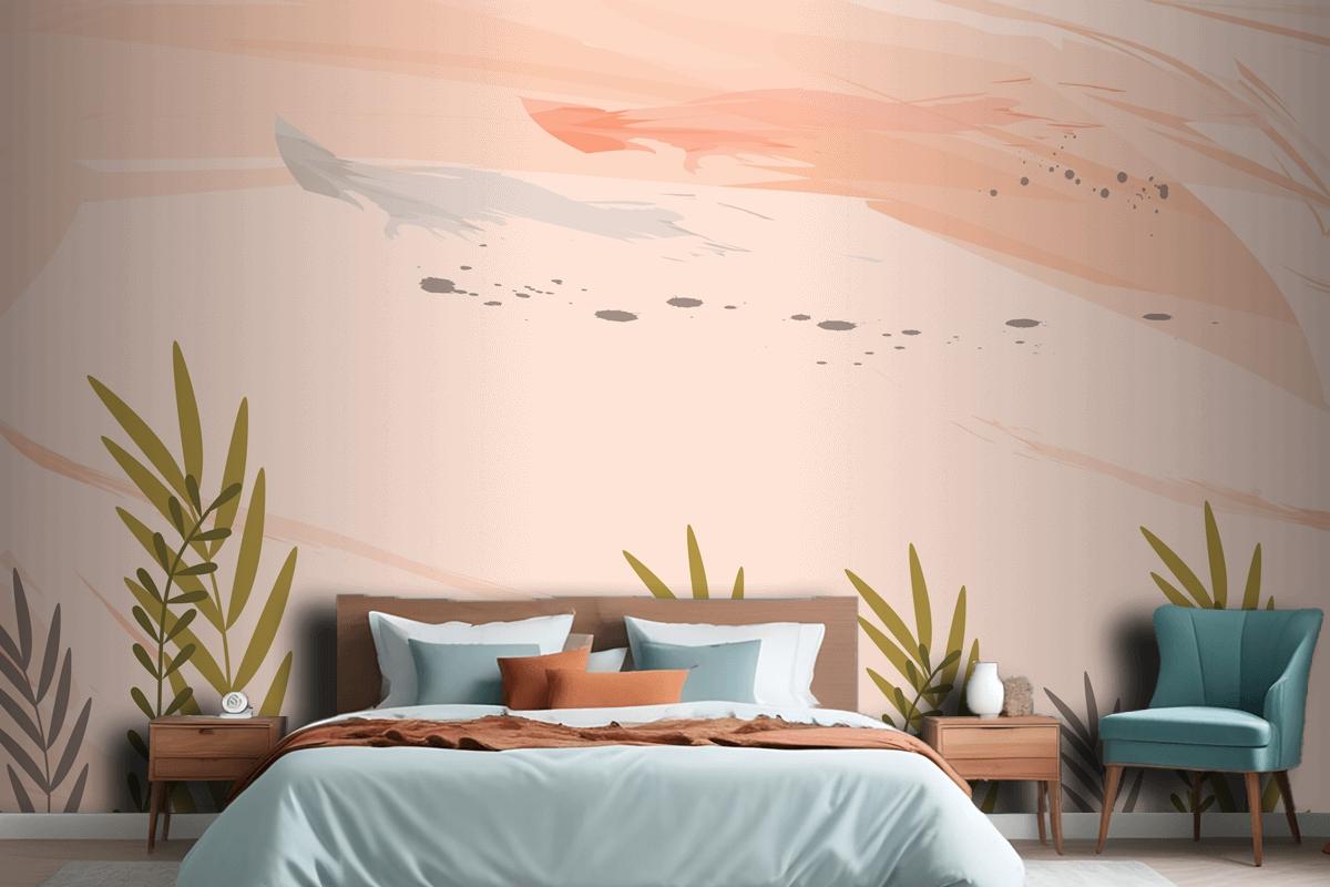 Suluboya Renkli Çiçek Arka Plan Yatak Odası Duvar Kağıdı