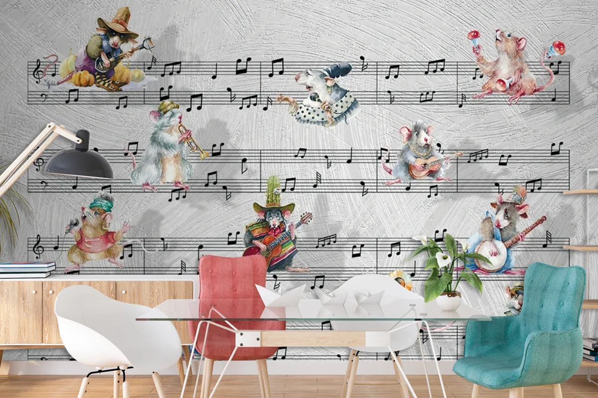 Fareler Ve Müzik Notaları Duvar Kağıdı