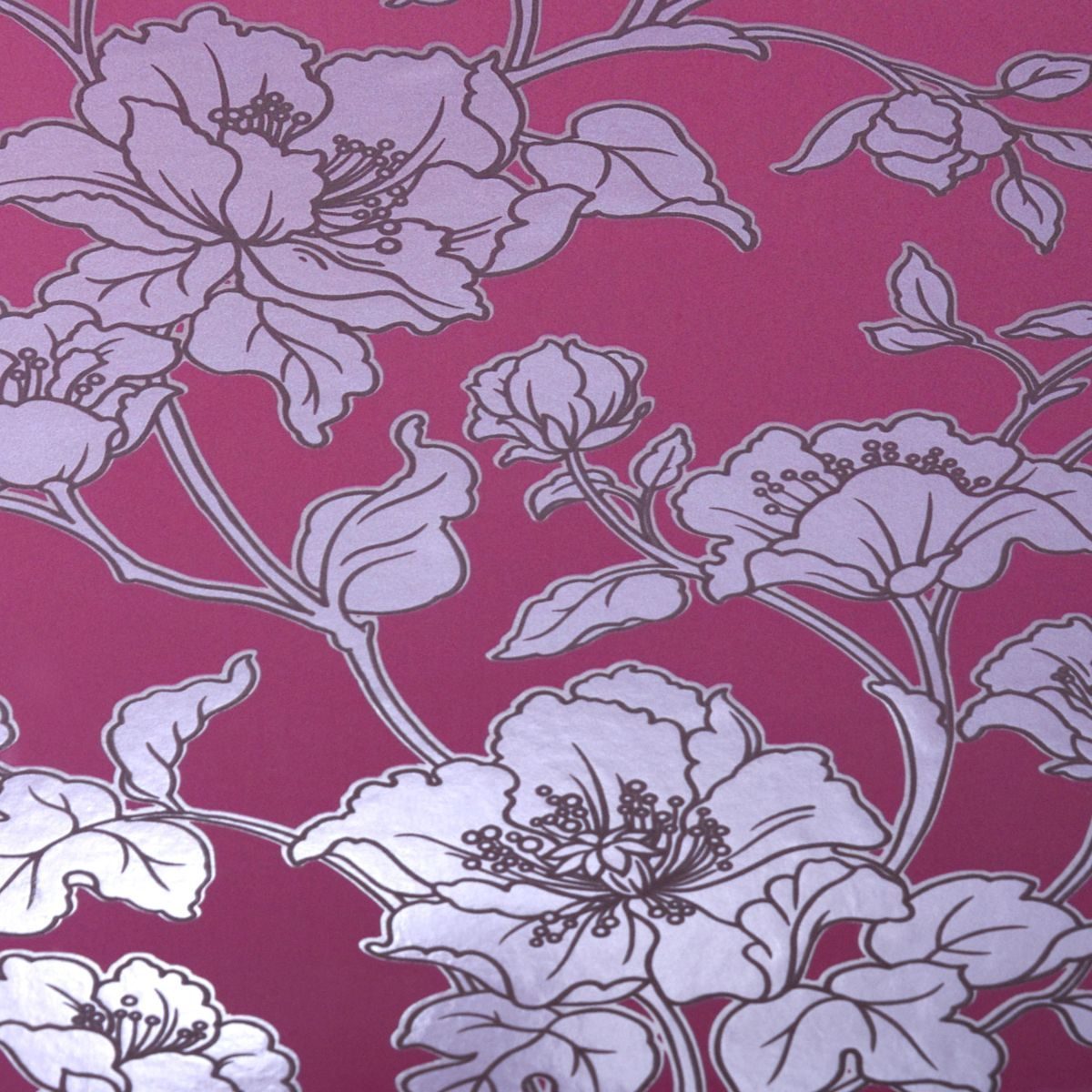 Mor Parlak Çiçek Desenli Ucuz Duvar Kağıd 5765854