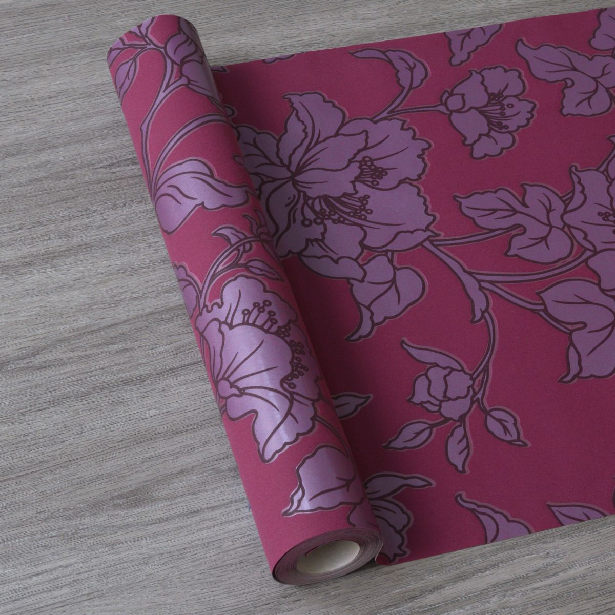 Mor Parlak Çiçek Desenli Ucuz Duvar Kağıd 5765854