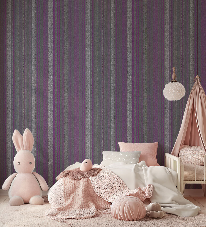 Mor Siyah Gri Çizgili Ucuz Duvar Kağıdı 53457