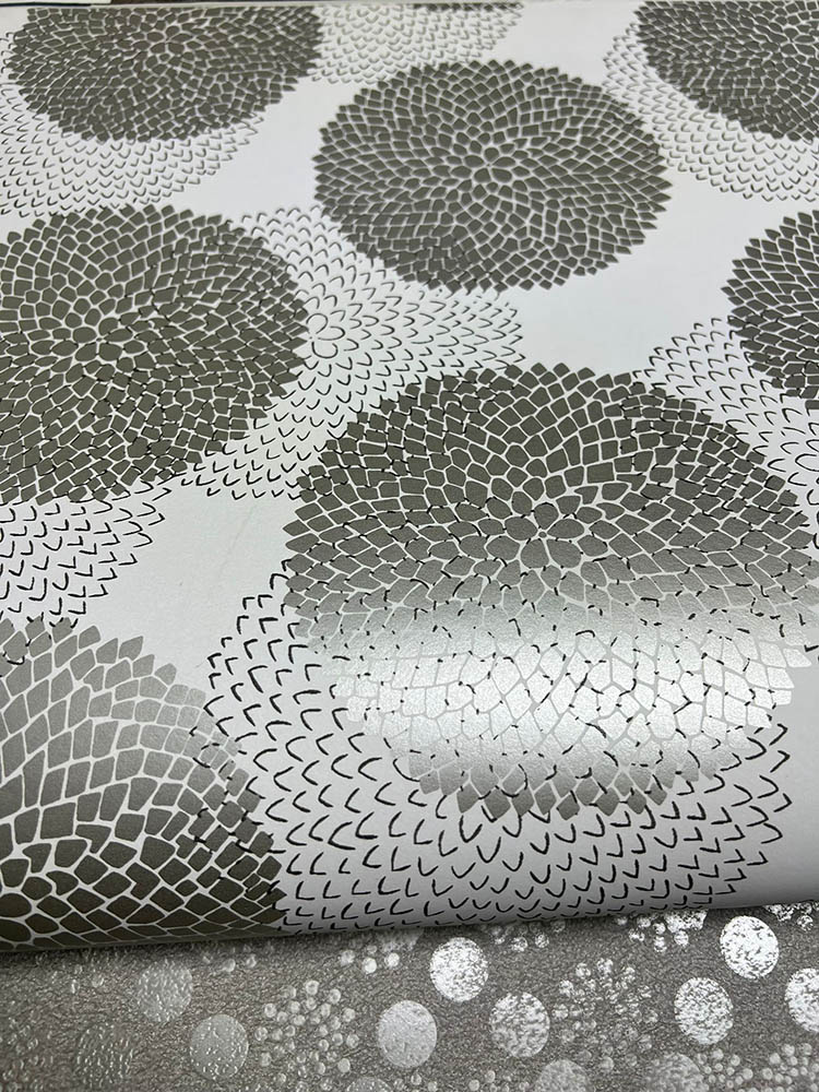 Parlak Bej Beyaz Çiçek Desen Duvar Kağıdı 3021