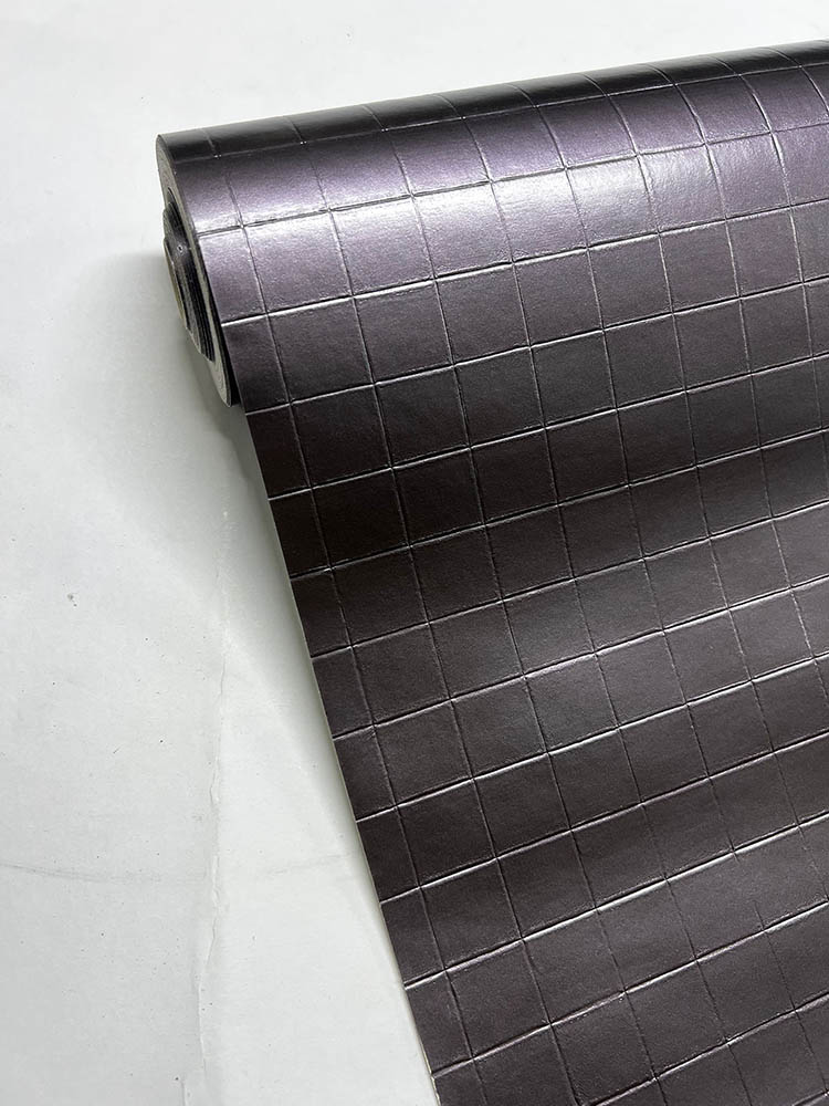 Patlıcan Moru Kare Desen Ucuz Duvar Kağıdı 43431