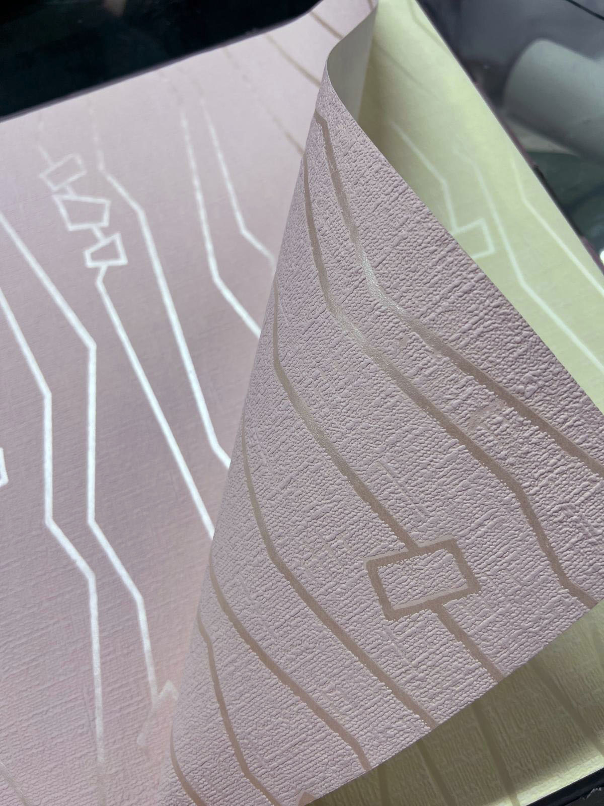 Pembe Kare Çizgili Duvar Kağıdı 666137