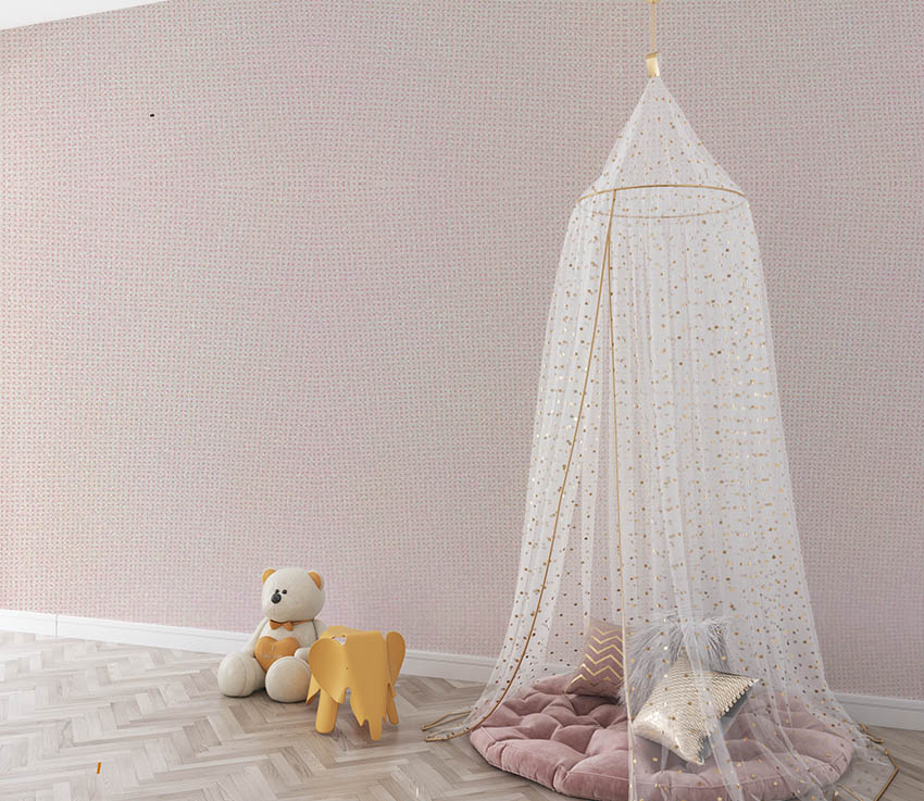 Pembe Nokta Desen Dokulu 16 M2 Duvar Kağıdı 55192