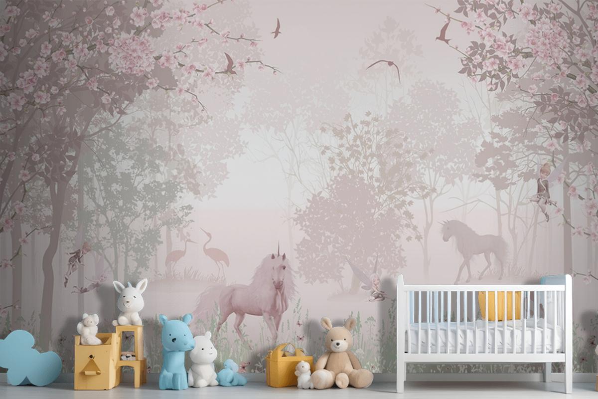 Peri Diyarı Atlar Masalsı Çocuk Odası Duvar Kağıdı