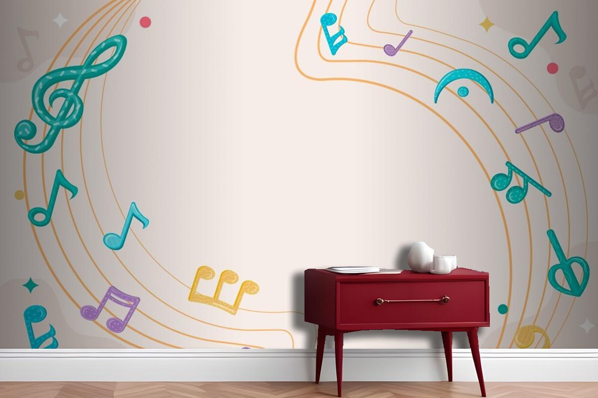 Renkli Müzik Notaları Duvar Kağıdı