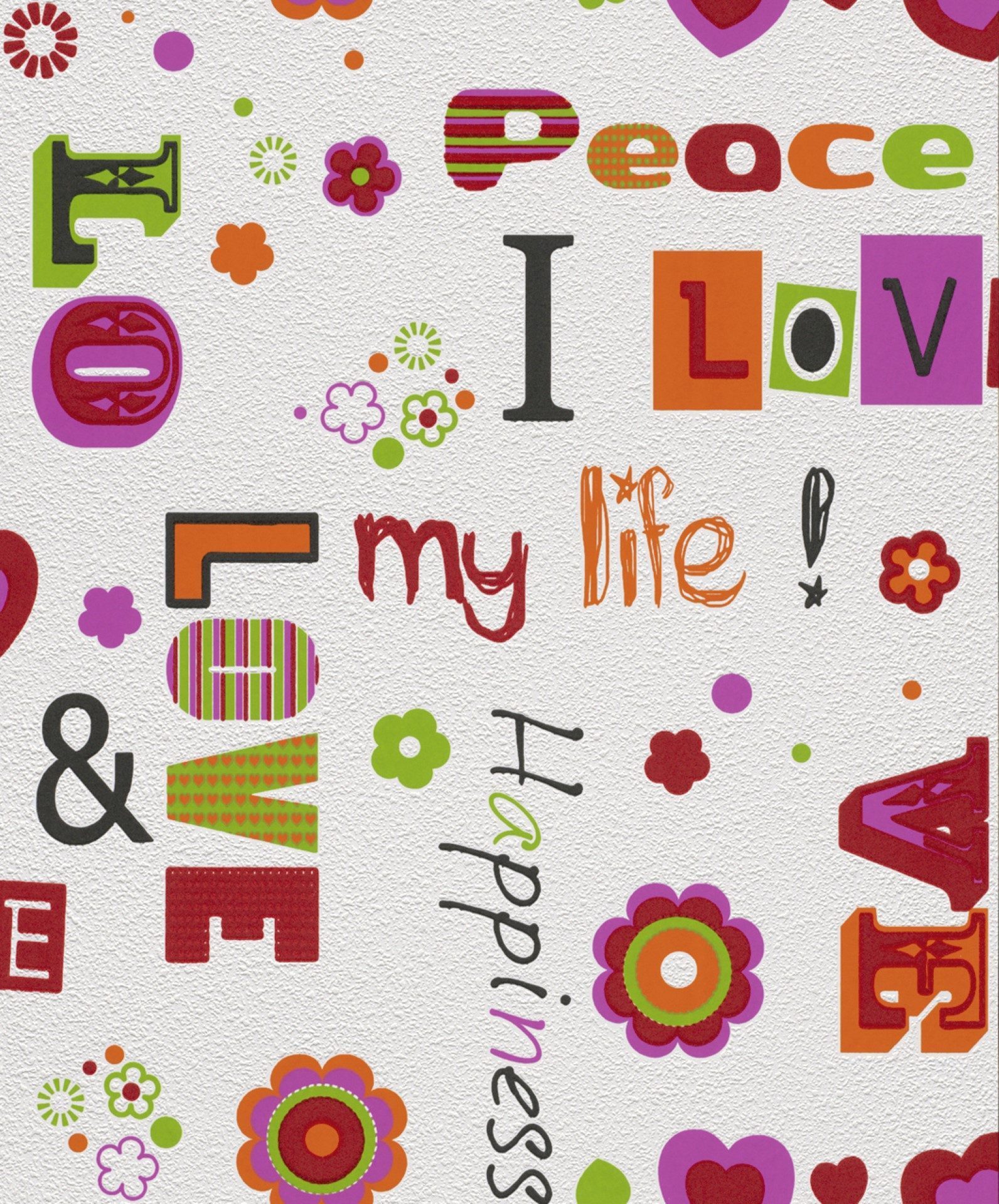 Renkli Yazılı Ucuz Duvar Kağıdı 55940