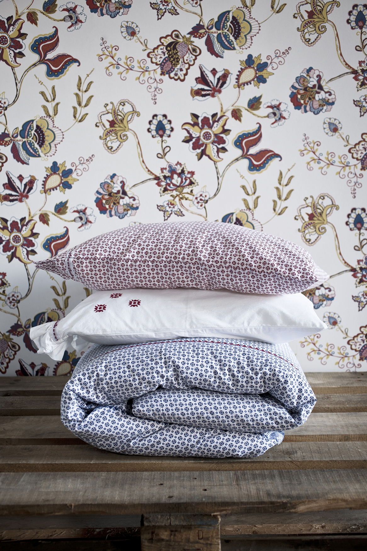 Retro İskandinav Çiçek Desen Duvar Kağıdı 3011