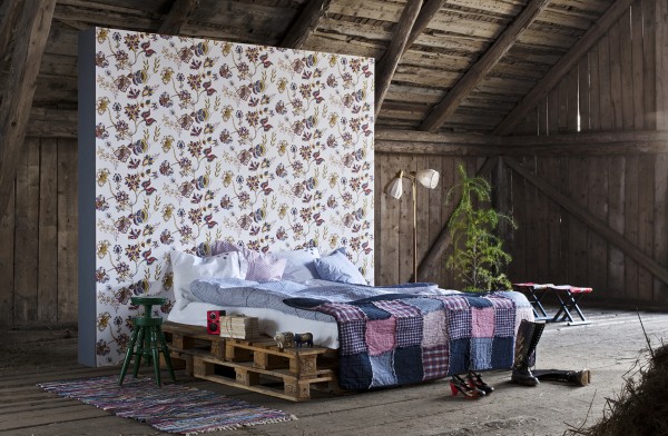 Retro İskandinav Çiçek Desen Duvar Kağıdı 3011