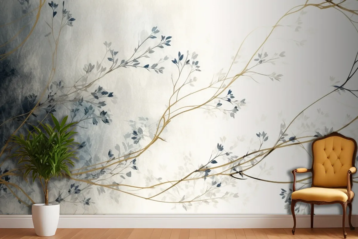 Retro Nostaljik Altın Fırça Darbeleri Yatak Odası Duvar Kağıdı