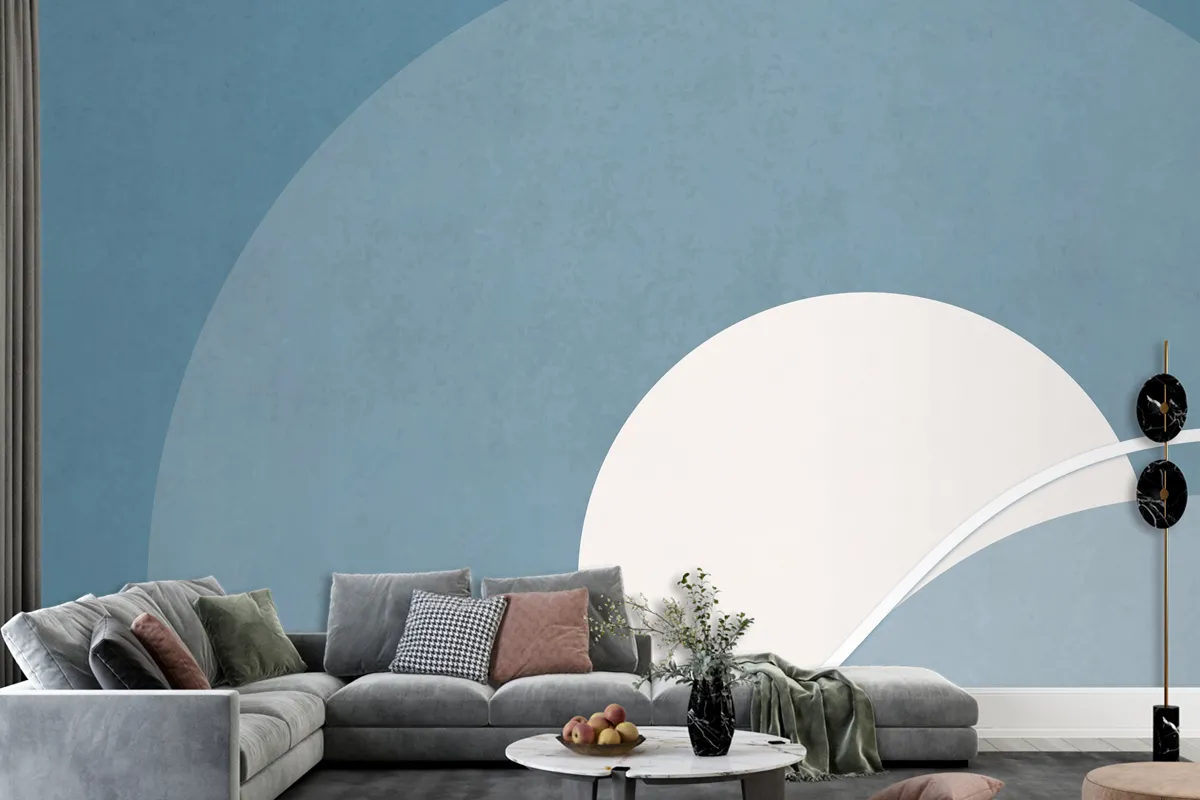 Retro Renkli Ay Manzarası Minimalist Vintage Poster Tarzı Oturma Odası Duvar Kağıdı Duvar