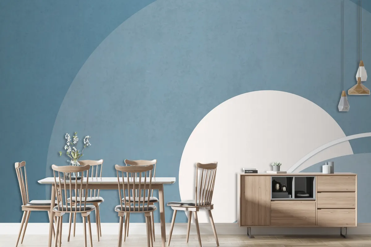 Retro Renkli Ay Manzarası Minimalist Vintage Poster Tarzı Oturma Odası Duvar Kağıdı Duvar