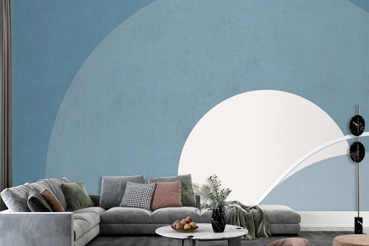 Retro Renkli Ay Manzarası Minimalist Vintage Poster Tarzı Oturma Odası Duvar Kağıdı Duvar