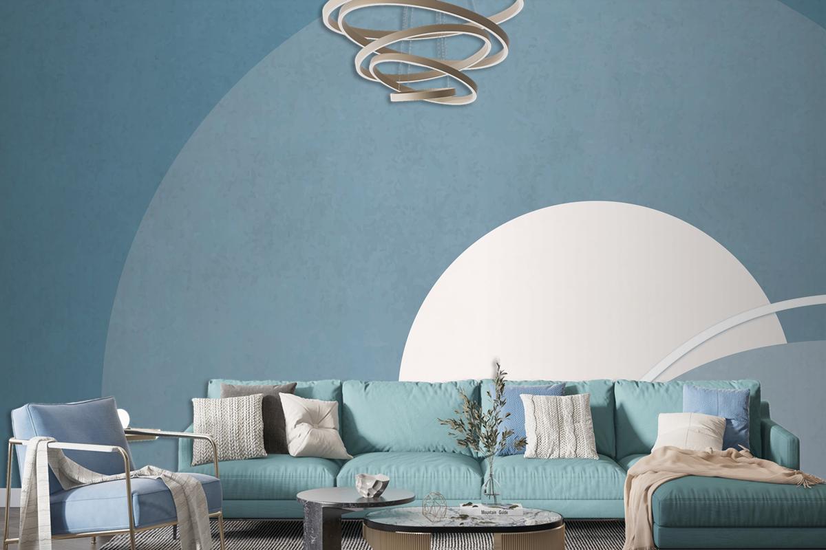 Retro Renkli Ay Manzarası Minimalist Vintage Poster Tarzı Oturma Odası Duvar Kağıdı Duvar