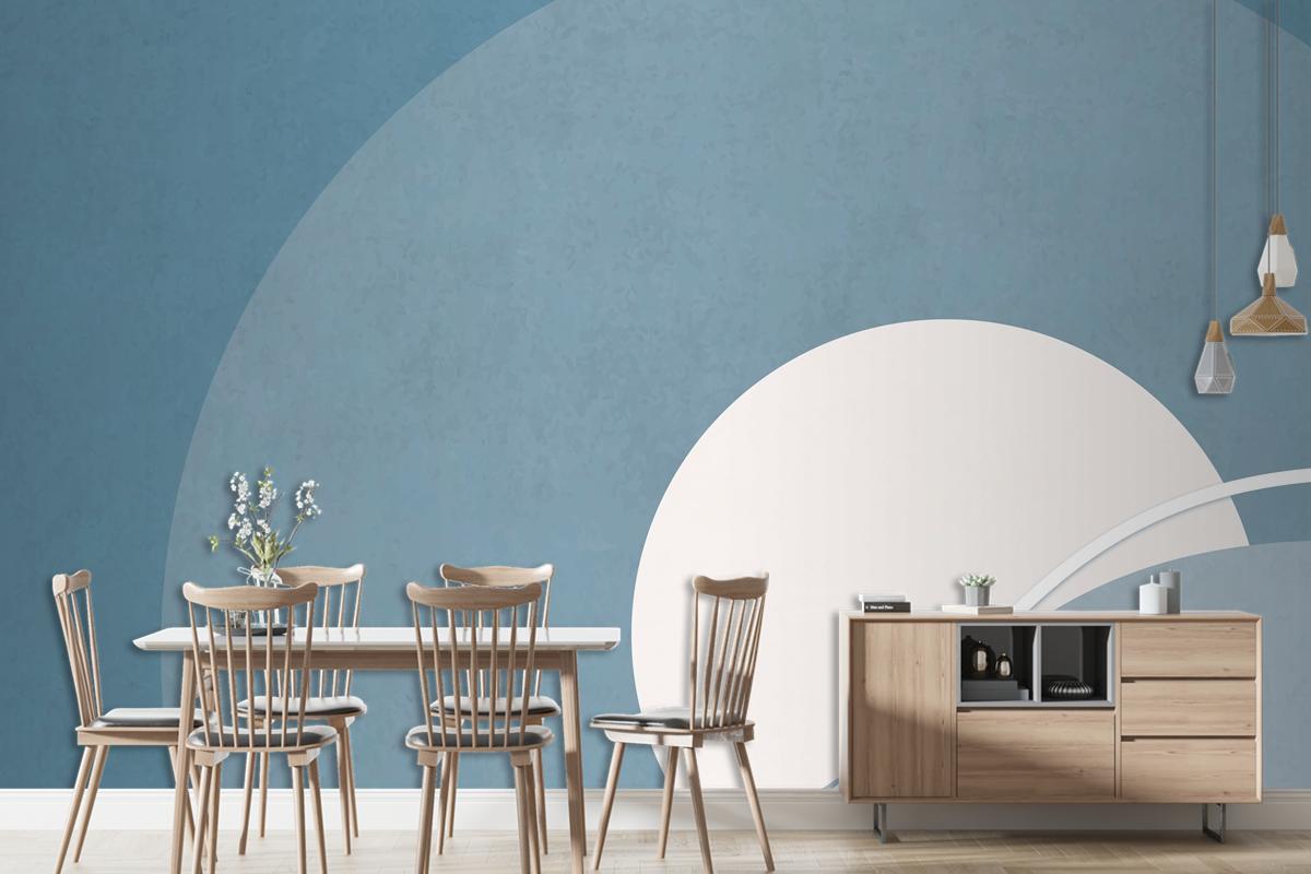 Retro Renkli Ay Manzarası Minimalist Vintage Poster Tarzı Oturma Odası Duvar Kağıdı Duvar