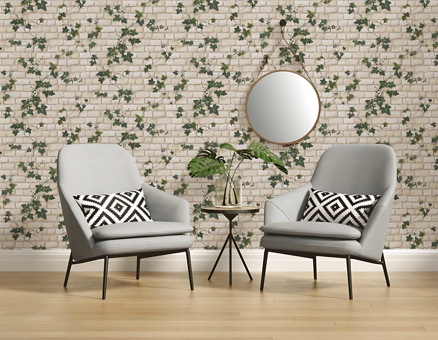 Sarmaşık Yapraklı Taş Desen 16 M2 Duvar Kağıdı 16 M²