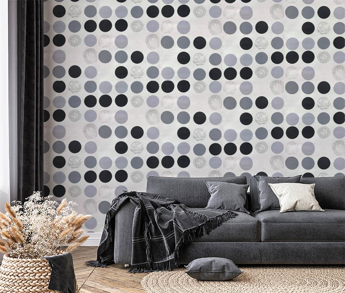 Siyah Gümüş Parlak Desenli Ucuz Duvar Kağıdı 69075412