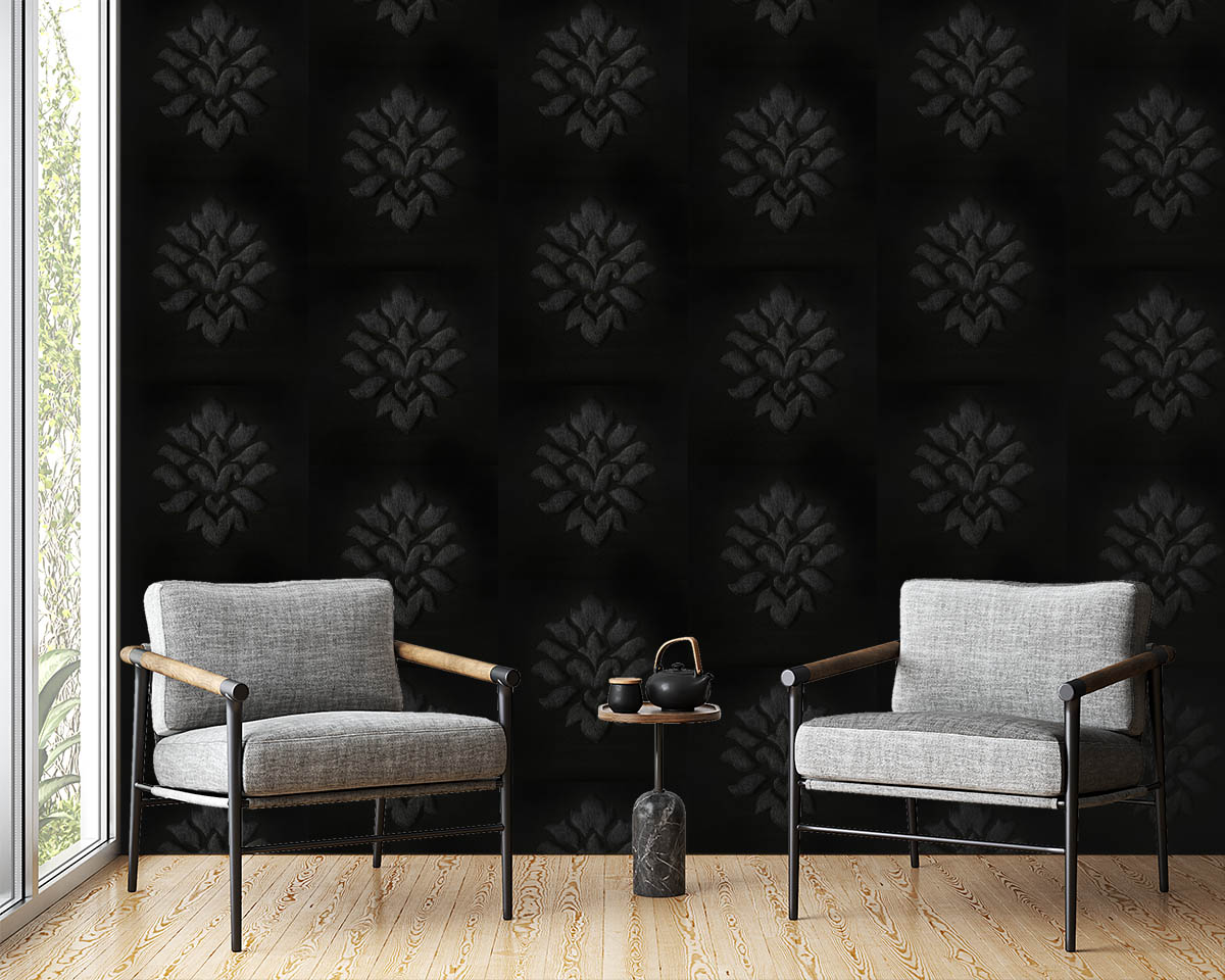 Siyah Lüks 3D Desen Ucuz Duvar Kağıdı 54040