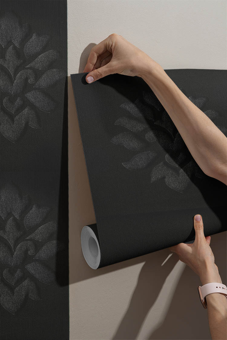 Siyah Lüks 3D Desen Ucuz Duvar Kağıdı 54040