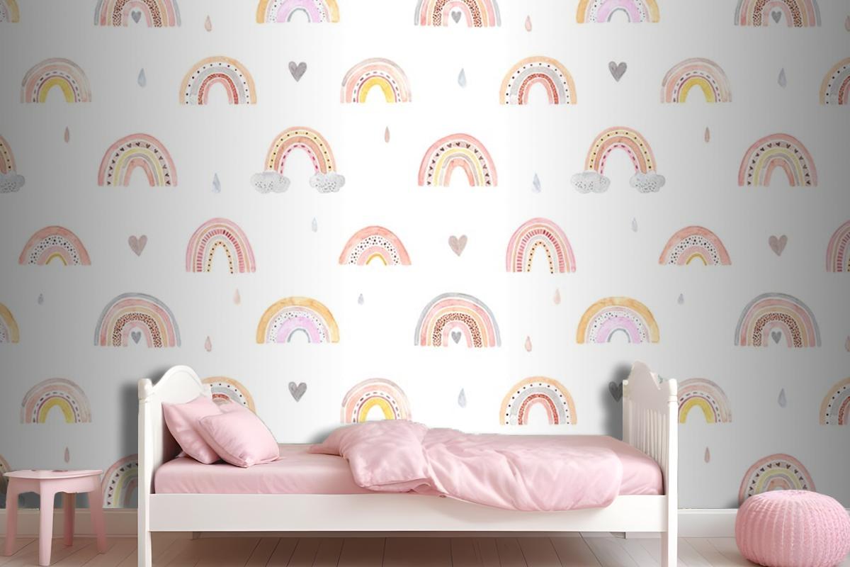 Soft Renk Gökkuşakları Çocuk Odası Duvar Kağıdı