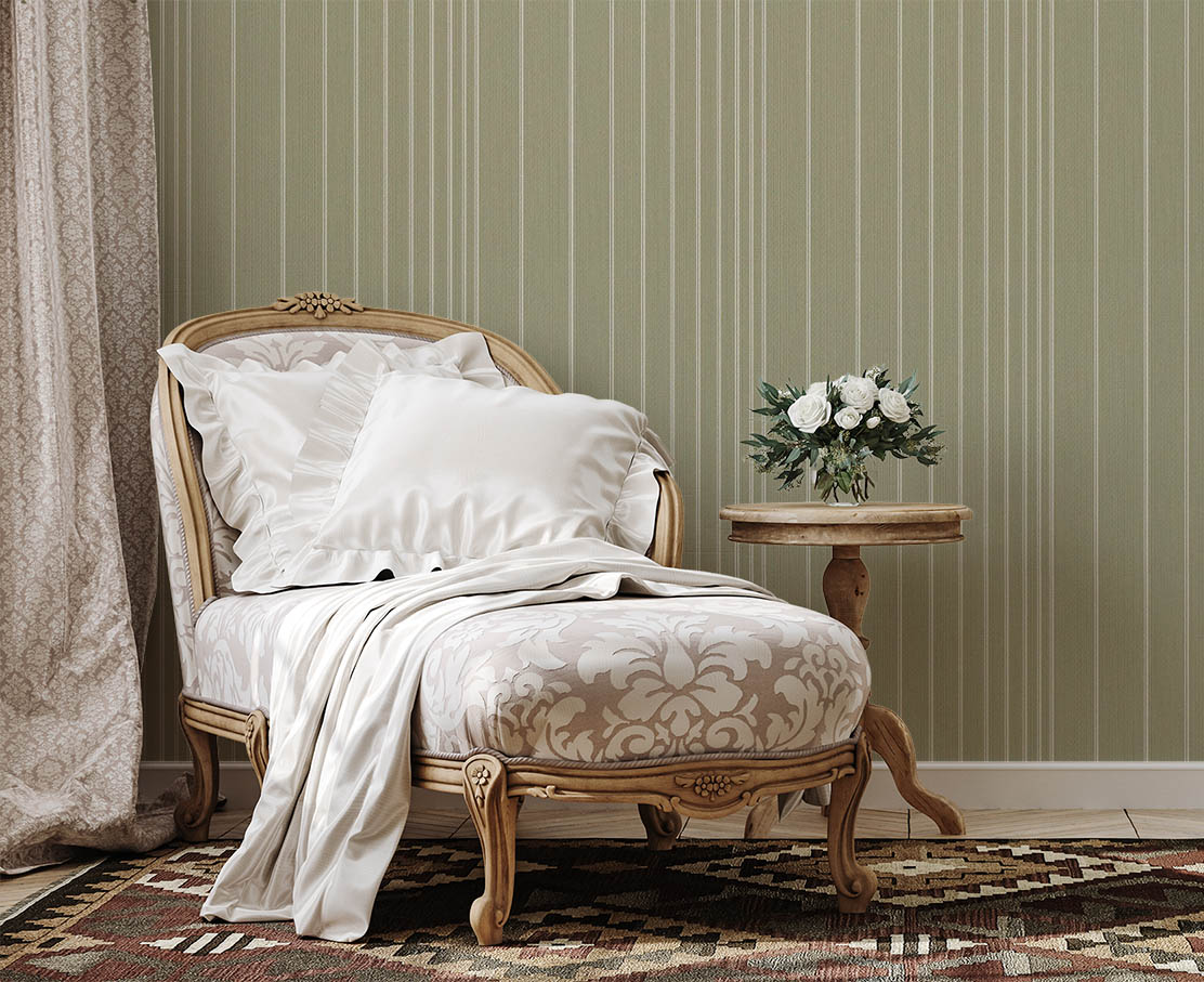 Soft Yeşil Çizgili Ucuz Duvar Kağıdı 765526