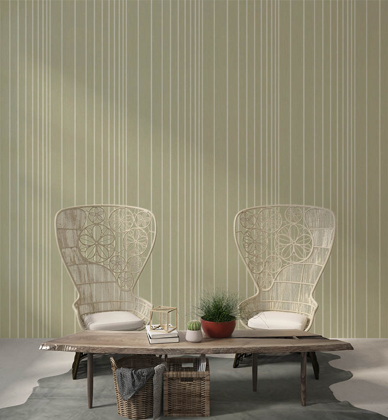 Soft Yeşil Çizgili Ucuz Duvar Kağıdı 765526