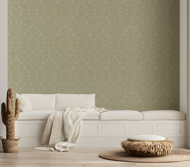 Soft Yeşil Damaks Desen Ucuz Duvar Kağıdı 765427
