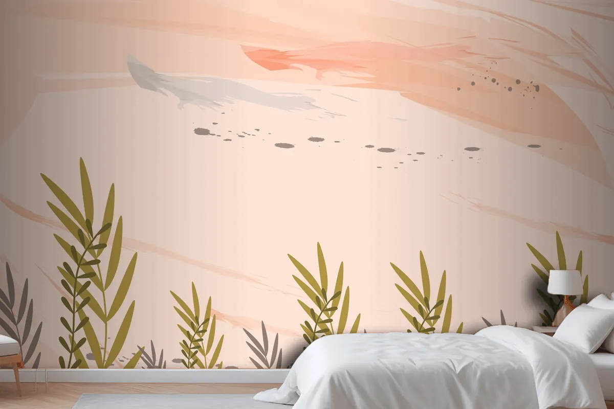 Suluboya Renkli Çiçek Arka Plan Yatak Odası Duvar Kağıdı