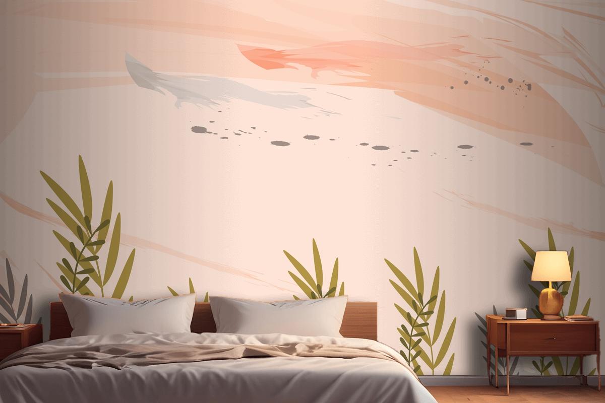 Suluboya Renkli Çiçek Arka Plan Yatak Odası Duvar Kağıdı