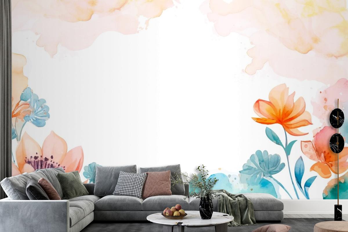 Suluboya Soyut Çiçek Arka Plan Duvar Kağıdı 