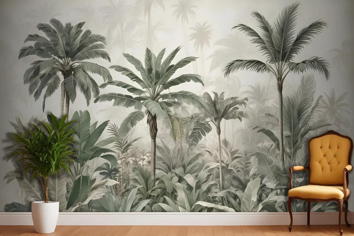 Suluboya Vintage Tropikal Orman Duvar Kağıdı 