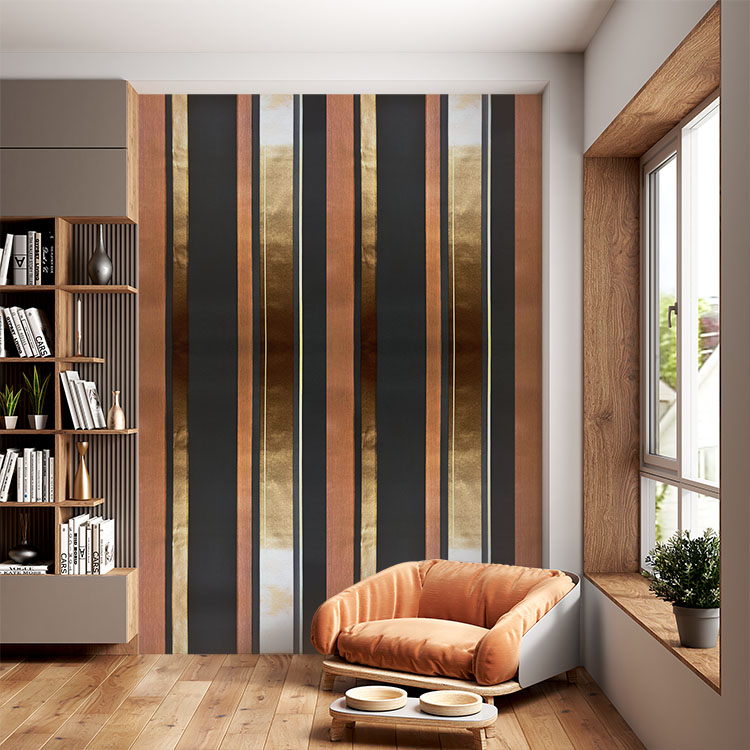 Turuncu Gold Çizgili Duvar Kağıdı 53482