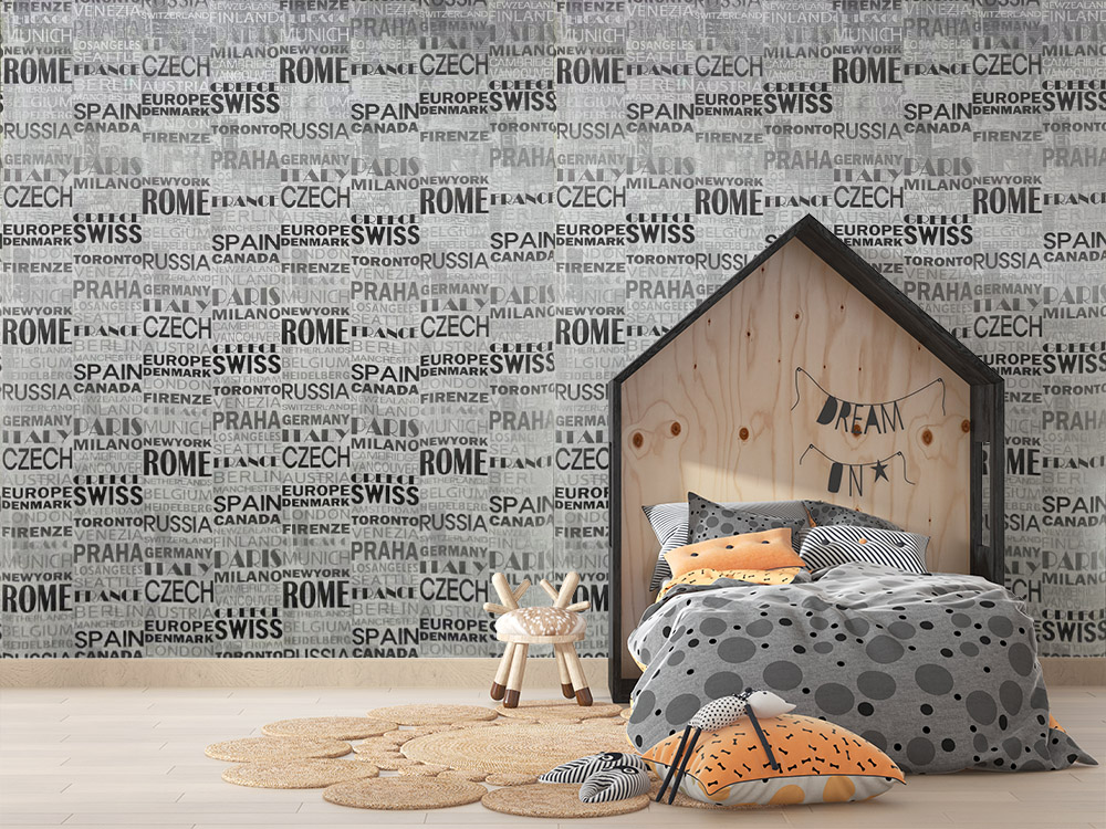 Uluslararası Metropollerin Ritmini Siyah Gri Tonların Sadeliğiyle Harmanlayan Premium Tipografi Serisi 16 M2 Duvar Kağıdı 