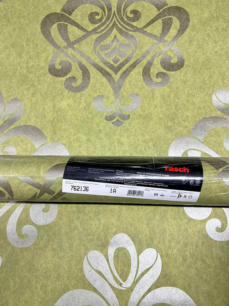 Yeşil Damaks Desen Dokulu Ucuz Duvar Kağıdı 762136