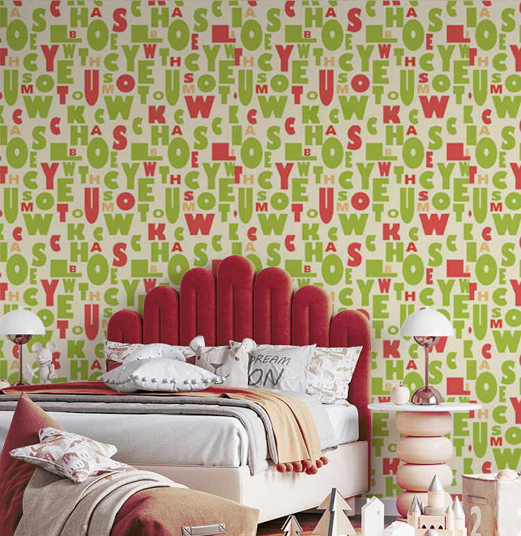 Yeşil Kırmızı Harfler 16 M2 Duvar Kağıdı 81362