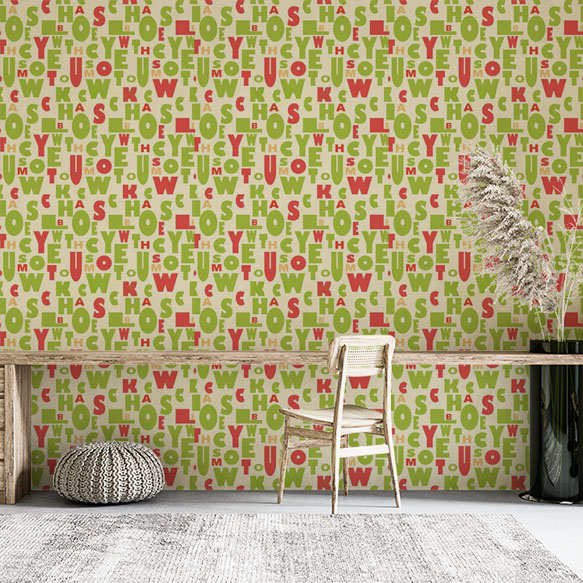 Yeşil Kırmızı Harfler 16 M2 Duvar Kağıdı 81362