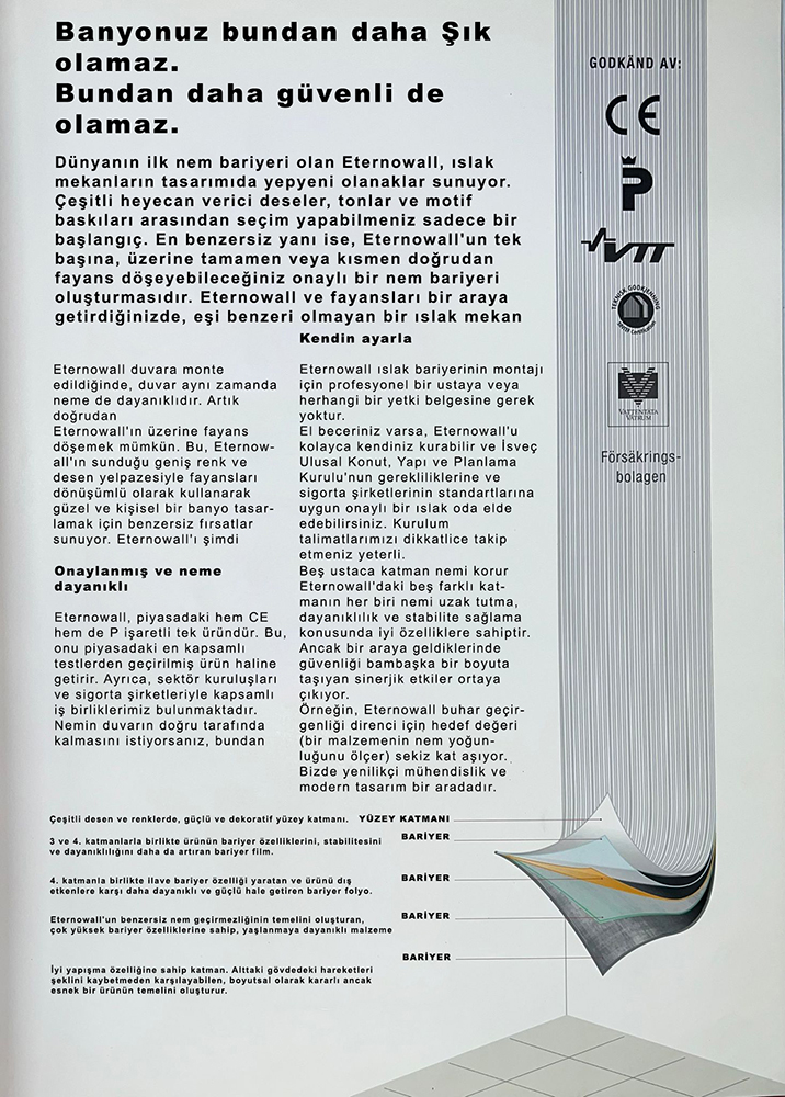 Yıkanabilir Banyo Mutfak Duvar Kağıdı Numune