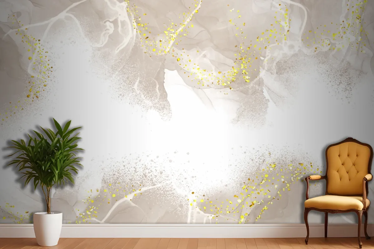 Zarif El Boyalı Nötr Alkol Mürekkep Oturma Odası Duvar Kağıdı